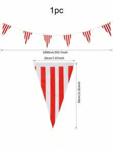 1/2/4pcs Red & White Striped Triangle Bunting Flags, Christmas Hanging Banner, Holiday Home Window Storefront Decoration, Carnival Birthday Party Supplies - Red and White Striped Bunting - View 8