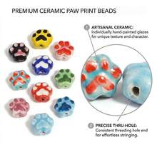 7pcs Hand-Painted Cat & Dog Paw Shaped Ceramic Beads, Mixed Color Vertical Hole Decorative Beads, Suitable For DIY Bracelets, Necklaces And Pet Theme Jewelry Making - Color Mixing - View 3