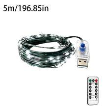 1PC Warm White USB Fairy Lights With Remote Timer Dimmable 8 Modes Green Copper Wire String Lights Christmas Tree Decor Lights For Christmas Tree Bedroom, Wedding, Holiday Indoor & Outdoor Decoration - Green Copper Wire String Lights - View 12