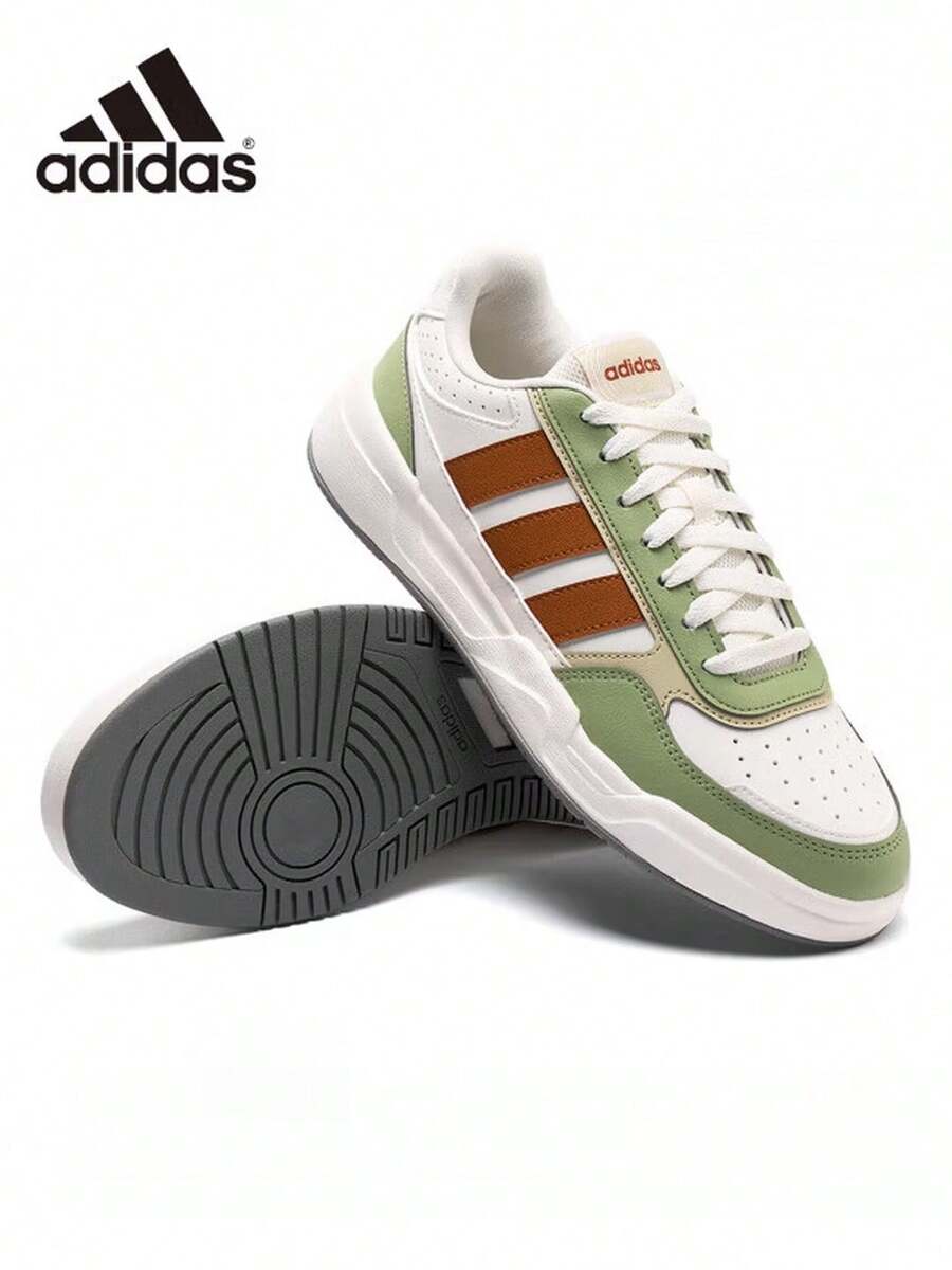 Adidas 三葉草新款男女復古休閒低筒百搭耐磨運動休閒板鞋 - 白色/棕綠色 - 查看 1