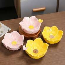 Tulip Shape Flower Jewelry Tray Solid Ceramic Jewelry Holder Organizer Elegance Petal Design Trinket Tray Table Decoration - Multicolor - View 4