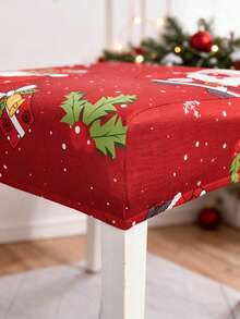 1/4/6 Pcs Merry Christmas Santa Claus Anti-Cat & Dog Scratching Red Festive Elastic Dining Chair Covers, Removable Dustproof Non-Slip Printed Chair Protector Covers Suitable For Home Decor, Hotel, Restaurant And Banquet Living Room Decoration - Multicolor - View 4