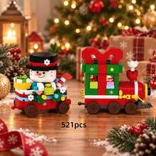 2pcs/6pcs/400+Pcs, Christmas Theme Train Building Blocks Set, Micro Particle Building Blocks, Christmas Building Blocks Kit, Adult Building Blocks Set, Christmas Wreath Building Blocks, Holiday Advent Calendar Building Blocks, Christmas Gift - Christmas Toy Train - View 13