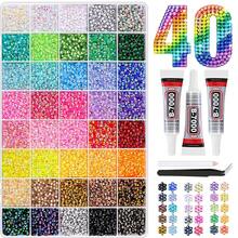 3mm 40色DIY樹脂水鑽壓克力盒裝，適合手工珠寶、亮面混色水晶水鑽，DIY純手工鑽飾，適用於衣飾滾邊、玻璃器皿、鞋子、布料、藝術品 - DIY水鑽 - 查看 7