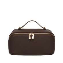 Large Capacity Travel Makeup Bag PU Leather Handheld Cosmetic Bag Unisex Toiletry Bag, Travel Essential - Multicolor - View 2
