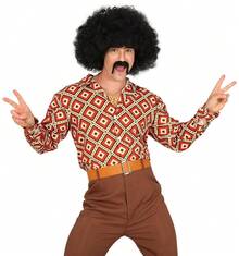 KIWI Men's 70s Costume Shirt, Colorful Retro Accessory With Geometric Print, Ideal For Carnival And Halloween - Modelo 2 - View 3