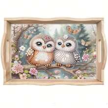 1pc Wooden Frame Tool Wooden Tray Set, Includes Starfish, Shell, Flower, Owl Patterns And Irregular Shapes, Jewelry Tray, Home Desktop Decor Gift Ornament - A - View 12
