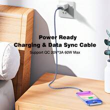 UGOURD USB3.2 Gen2 Type‑C To Type‑C Cable, PD 60W Fast Charging, Light Blue Gradient, 10Gbps Data Transfer For Phone, Tablet, Laptop, Power Bank, Car Travel - Light Blue Gradient - View 3