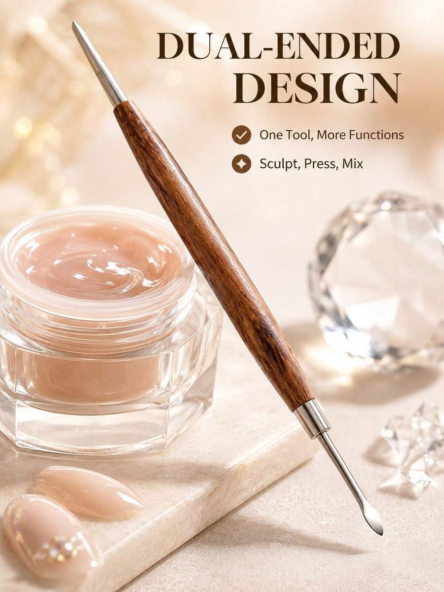 1pc Silicone Metal Dual-Head Engraving Pen Nail Art Tool, Suitable For Nail Design, Foil Carving, Painting Styling, Etc., Essential For Home DIY Nail Art - Multicolor - View 1
