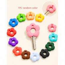 1/10PCS Randomly Colored Multi-Colored Flower-Shaped Silicone Keycaps, Colorful Flower Silicone Elastic Key Label Covers, Multi-Colored Flower Key Cover Set, A Sweet Gift For Sisters And Friends, Key Covers, Office Supplies, Household Items. - Multicolor - View 13