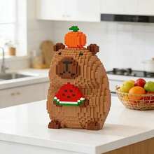 1750pcs Small Particle Capybara Eating Watermelon Building Block Toy Set, Fun Cute Model Series, Creative Leisure 3D DIY Puzzle, Stress Relief Entertainment Game, Party Decoration, Birthday Party, Holiday Halloween Christmas Gift - Multicolor - View 7