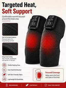 1pc/2pcs New USB Wireless Heating Knee Heating Therapy Device, Knee Joint Self-Heating Therapy Massager, Electric Heating Knee Massager, Shoulder And Elbow Massager, LCD Temperature Control Hot Compress Knee Massager - Multicolor - View 2