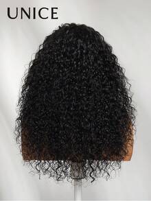 UNice Fluffy Curly Wig With Pre-Cut Bangs, Glue-Free 2*4 Lace, Natural Black, 100% Human Hair, With Drawstring, Pre-Cut Pre-Plucked, Bleached Roots, Ready-To-Wear, Suitable For Beginner Women, 150% Density - Natural Black - View 11