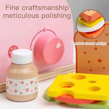 Children's Educational Wooden Pretend Play Bread Machine Toy, Kids Simulation Role Play Kitchen Game Coffee Maker & Toaster Interactive Learning Toy, Holiday Gift - Multicolor - View 9