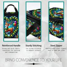 1PC Foldable Christmas Storage Box, Deep Blue Night Sky Background With Jumping Reindeer, Heart Light Garland, Colorful Balloons, Gift Boxes, Christmas Tree And Snowflake Print, Fabric Storage Box With Zipper Handle, Soft Holiday Decoration Organizer, Suitable For Home Wardrobe And Bedroom - Multi-color - View 10