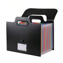 A4 3-Side Sealed Accordion File Folder, Standing Portable Storage Handbag, 13-Pocket Colorful Exam Paper Organizer, Large Capacity Classification Folder For Office And Study - Multicolor - View 7