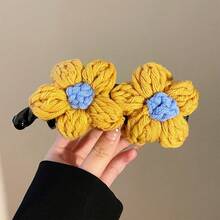 3/1pc Cute Knitted Flower & Banana Hair Clips, Vintage Style Y2K Women's Hair Clips - Multi-color - View 14