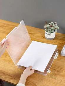1/2/4pcs Transparent A4 File Storage Box, Desktop Vertical Classification Archive Box, Dustproof & Moisture-Proof Document Organizer, Student Exam Paper Office Receipt File Sorting, Neat Storage Helper - Clear - View 10
