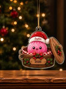 1pc Personalized Dumpling Family Ornament, Custom Name Glittter Dumpling Ornament, Squishy Ornament, Squishy Lover Gift, Steamed Bun Ornament,Winter Holiday Decor,Christmas Tree Decor,Christmas Gift - Multicolor - View 10