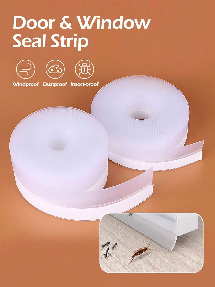 1 Roll 1/5/10m Sealing Strip Sealing Tape, Door Bottom Sealing Strip, Used For House Gaps Or Shower Door Sealing, Windproof Soundproof Heat-Insulating Sealing Strip, Suitable For Door And Window Frame Gaps, Home Decoration Accessories