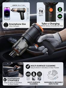 High Power Wireless Vacuum Cleaner (USB Charging; Suitable For Home And Car Use; Handheld Design; Strong Suction; Dual Function Vacuum And Blower; Built-In 2*1200mAh Battery) - High-end Vacuum Cleaners - View 7