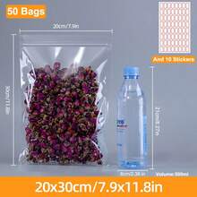 50/100pcs Transparent Odor-Proof Packaging Bags, Reusable Sealable Bags, Self-Sealing Bags, Food Storage Bags, Suitable For Small Business Candy Bags And Front Window Sample Bags, Self-Sealing Bags, Holiday Gift Candy Bags - Clear - View 56