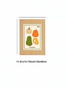 1pc Frameless Pumpkin Stamp Cozy Fall Kitchen Wall Art Canvas Vintage Quirky Poster For Bedroom Dorm Back To School Gift - Frameless - View 15