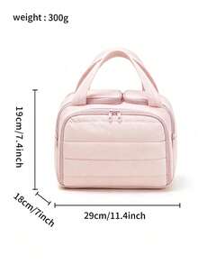Women's Makeup Bag, Handheld Style, Quilted Nylon, Multi-Zipper, Large Capacity, Portable, For Travel And Home Use (Gift Bag Not Included) - Pink - View 9