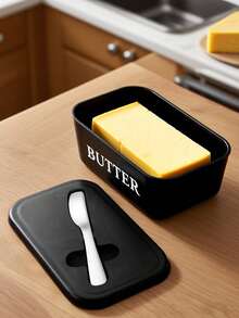 1pc Butter Dish With Lid And Butter Knife, Butter Storage Box With Built-In Spreading Slot, Fits East And West Coast Butter Sticks, Refrigerator Countertop Butter Box, Suitable For Kitchen, Dining Table, Breakfast, College Dorm Essentials - Multiple Styles and Colors - View 10