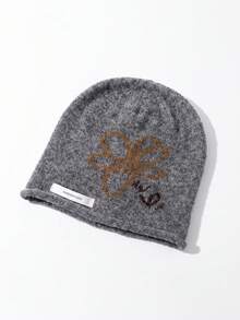 1pc Women's Bow Plush Knitted Slouchy Beanie Hat, Loose Fit, Face-Slimming, Large Head Circumference, Warm Cold Weather Cap For Autumn/Winter - Multicolor - View 6