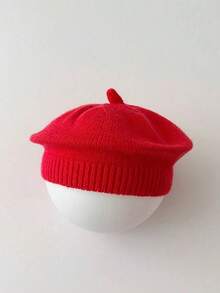 1PC Small British Retro Street Style Beret For Girls Knit-Art Painter Hats For Fall And Winter Are Versatile Warm Hats For Casual Wear - Multicolor - View 2