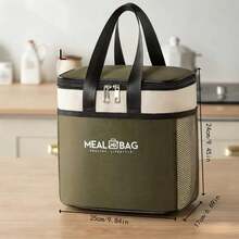 1pc Green Portable Insulated Lunch Bag, Thickened Aluminum Foil Cold Storage Lunch Box, Waterproof & Fresh-Keeping, Suitable For Office Workers And Students To Carry Lunch, Food Warmth, Essential For School, Travel And Camping - Multicolor - View 7