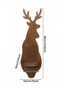 1pc/1set Christmas Deer Wall Candlestick Retro Dark Brown Wall Mounted Storage Rack Party Background Decoration Candlestick Holiday Hanging Storage Rack Home Decoration Suitable For Bedroom Entrances Living Room Fireplace Wall Gifts - Multicolor B - View 12