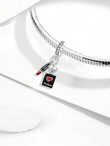 1pc Black Perfume Lipstick Pendant, Suitable For Women's Bracelets And Bangles, Can Be Used For DIY Jewelry Making And Daily Matching, An Ideal Accessory For Girls - Silver - View 9