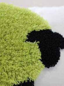 Ins Style 3D Towel Embroidery Sheep Cushion Cover, Fluffy Tufted Velvet Pillowcase, Minimalist Home Decor, Suitable For Sofa, Bed, Living Room, Bedroom - Green - View 2