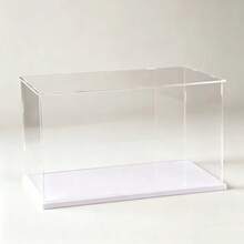1pc Premium Transparent Acrylic Display Case - A Chic Collectible Storage Solution, Detachable Acrylic Display Box, Transparent Dust-Proof Display Case, Perfect For Placing Small Figurines, Action Figures, Collectibles, Etc., Available In Multiple Sizes, With White Base, Excellent Transparency, Dust-Proof And Durable - White - View 1