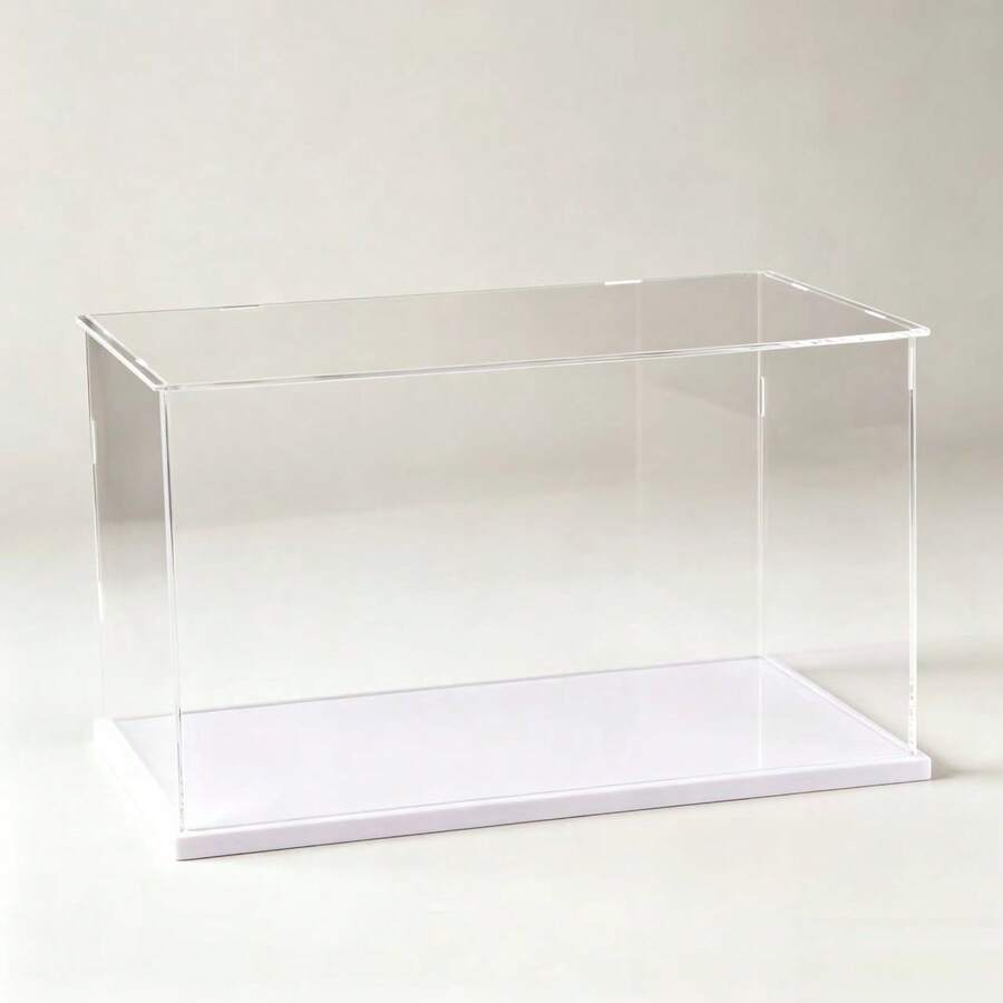 1pc Premium Transparent Acrylic Display Case - A Chic Collectible Storage Solution, Detachable Acrylic Display Box, Transparent Dust-Proof Display Case, Perfect For Placing Small Figurines, Action Figures, Collectibles, Etc., Available In Multiple Sizes, With White Base, Excellent Transparency, Dust-Proof And Durable - White - View 1