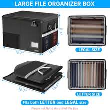 5200℉ Fireproof Document Box With Lock, File Organizer With Handle - Black - View 7