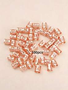 50/100pcs Metal Hollow Dreadlock Hair Rings, Suitable For Women's Daily Use - Rose Gold - View 4