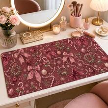 Pink Bow Wreath Large Mouse Pad, Coquette Christmas Desk Mat, Extended Keyboard Pad Polyester Surface With Rubber Base For Gaming, Office, Dorm Decor And Holiday Gifts For Women 3 Sizes Available - View 2