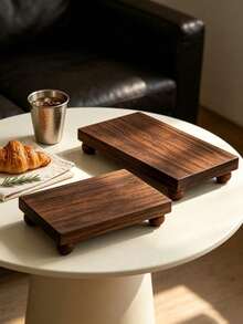 2pcs Wooden Base Kitchen Tray Set, Farmhouse Style Wooden Base Riser, Rustic Wooden Kitchen Storage Organizer, Can Hold Plants, Candles, Cups, Dishes, Spoons, Serving Platters, Dessert Plates, Vase Display, Halloween Decor, Kitchen Decor, Room Decor, Bedroom Decor, Home Decor, Christmas Decor, Bathroom Accessories, Suitable For Patio, Birthday, Table, Kitchen, Bathroom, Bedroom, Living Room, Ramadan, Christmas, 1pc - Multicolor - View 10