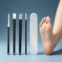 4pcs Stainless Steel Foot Care Tools Set, Portable Durable Pedicure Scraper, Callus Removal Tool, Home Foot Care Kit - B-Black - View 7