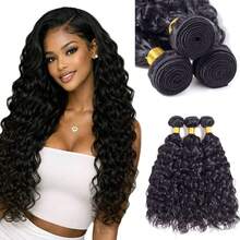 Water Wave Human Hair Bundles Curly Bundles Human Hair For Women 100% Human Hair Extensions Natural Black Color - Natural Black - View 14