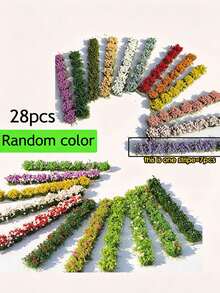 7/14/28pcs Set Rumput Buatan Mini Warna Campuran, Gumpalan Rumput Mini Perekat Diri untuk Diorama, Taman Peri, dan Pembuatan Model Pemandangan - Beraneka warna - View 12