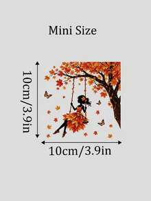 Autumn Maple Leaf Swing Window Sticker, Removable Glue-Free Static Glass Decal, Fallen Leaves Butterfly Home Window Decor Beautification Sticker, Glass Surface Decorative Art Sticker, Home Window Decoration, Living Room, Bedroom Glass Door & Window Atmosphere Decor Sticker - Multicolor - View 8
