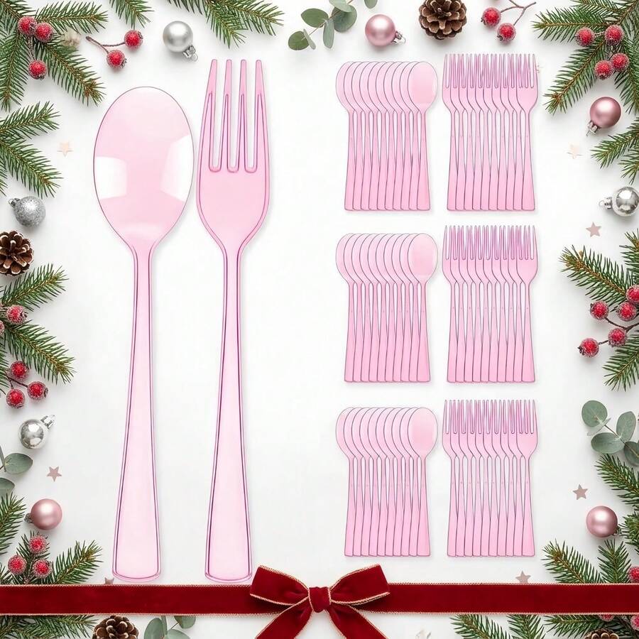 2pcs Salad Fork And Spoon, Minimalist Easy To Clean Reusable, Perfect For: Daily Dining, School Meals, Salad Plates, Birthday Parties, Banquets, Wedding Feasts - View 1