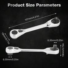 1/4" Mini Ratchet Wrench Double Ended Quick Socket Ratchet Wrench Screwdriver Hex Torque Wrenches Hand Repair Tools - Silver - View 7