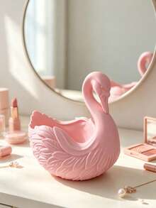 Swan Shaped Jewelry Tray, Matte White Resin Decorative Trinket Dish, Elegant Desktop Organizer, Suitable For Rings, Earrings, Necklaces - Multicolor - View 9