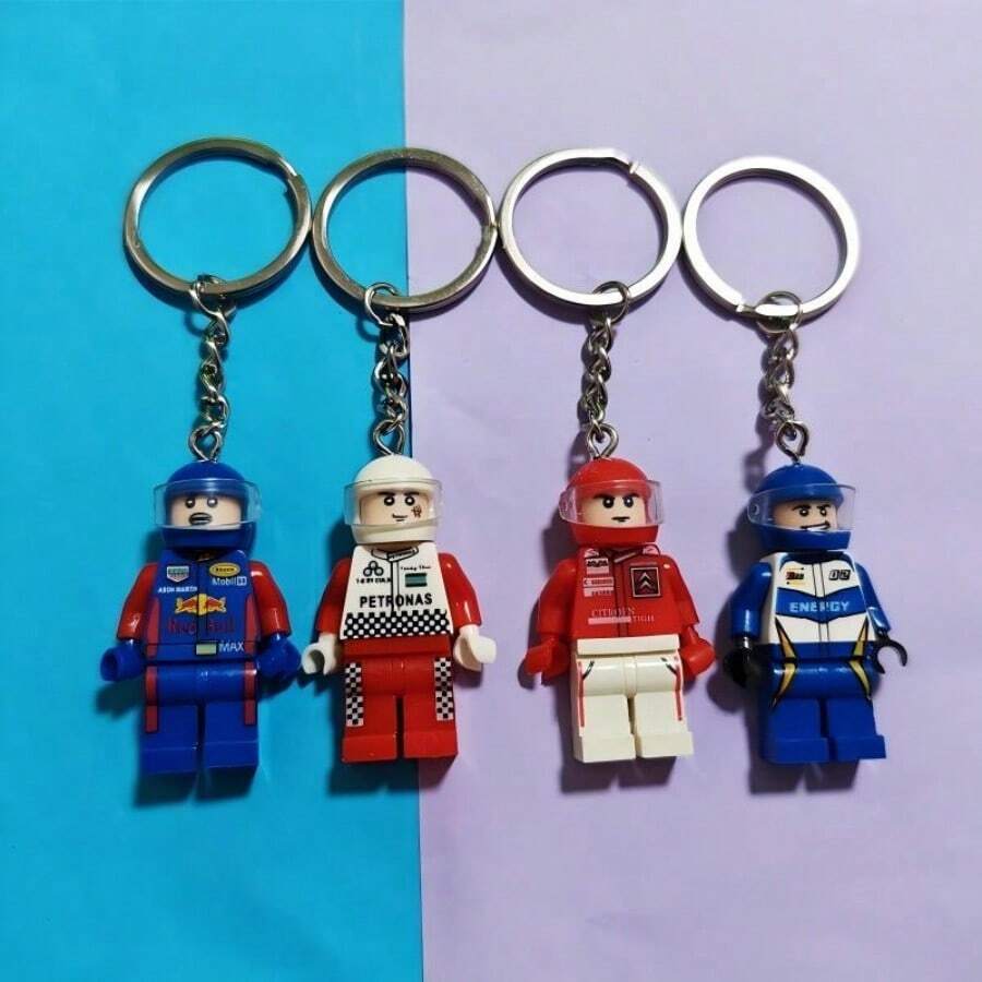 DOBBLE 1pc Exquisite Handmade 3D Racer Magnetic Keychains, Y2K Millennium Style Bow Key Rings, Backpack Pendants, Couple Keychain Gifts - Multicolor - View 1