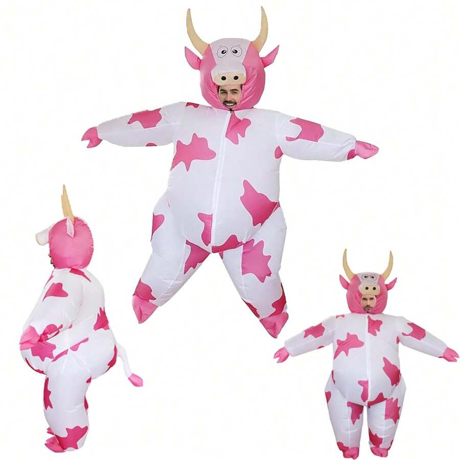 1pc (Blower Not Included) Pink Cow Adult Costume/Party Performance/Daily Wear Funny/Holiday Outfit Performance/Holiday Gift - Multicolor - View 1